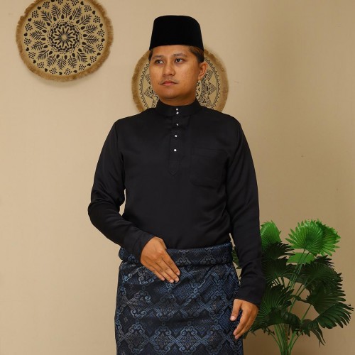 (NEW) BAJU MELAYU CEKAK MUSANG SLIMFIT ITALIAN FABIO BY JAKEL-15 BLACK