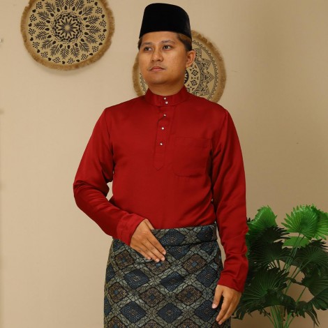 (NEW) BAJU MELAYU CEKAK MUSANG SLIMFIT ITALIAN FABIO BY JAKEL-44 MAROON