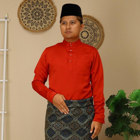 (NEW) BAJU MELAYU CEKAK MUSANG SLIMFIT ITALIAN FABIO BY JAKEL-75 CHILLI RED