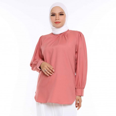 (NEW) BLOUSE PLAIN DAHLIA BY JAKEL-DUSTY PINK