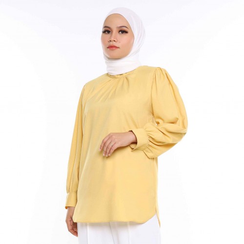 (NEW) BLOUSE PLAIN DAHLIA BY JAKEL-MUSTARD