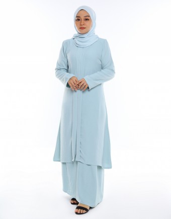 BAJU KURUNG MODERN PLAIN HADEERA IN LIGHT BLUE