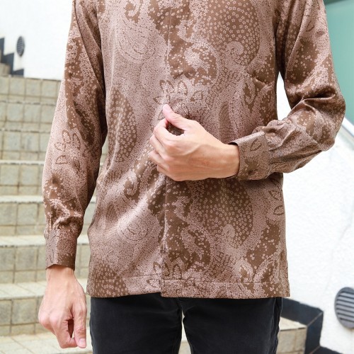 (NEW) KEMEJA PRINTED LONG SLEEVE MAIYA BY JAKEL-DUSTY OLIVE