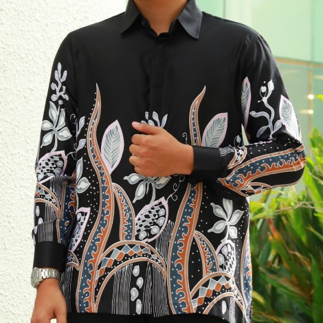 BATIK SEDONDON KEMEJA BATIK MAISA & KURUNG BATIK FAIRA BY JAKEL - (DES 20)-04 - BLACK (L)