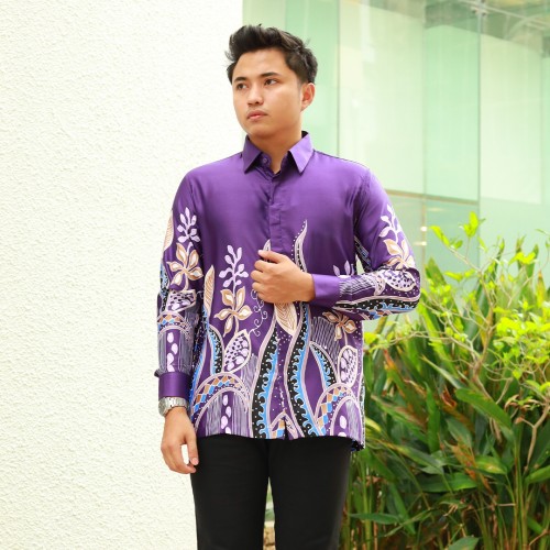 BATIK SEDONDON KEMEJA BATIK MAISA & KURUNG BATIK FAIRA BY JAKEL - (DES 20)-05 -  PURPLE (L)