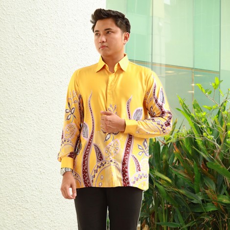 BATIK SEDONDON KEMEJA BATIK MAISA & KURUNG BATIK FAIRA BY JAKEL - (DES 20)-03 - YELLOW (L)