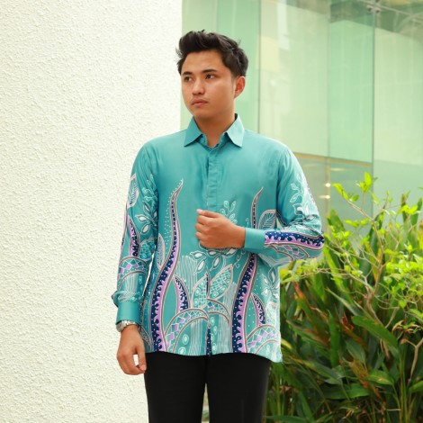 BATIK SEDONDON KEMEJA BATIK MAISA & KURUNG BATIK FAIRA BY JAKEL - (DES 20)-02 - BLUE (L)