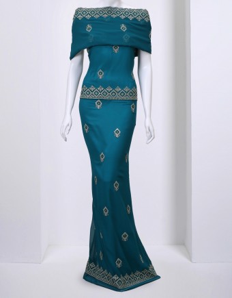 CHIFFON STONE SULAM SATYAM 45'' (DES 3) IN TEAL GREEN