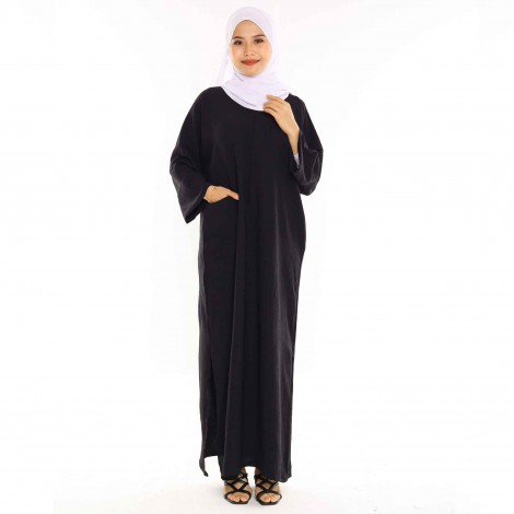 JUBAH POCKET FAMIZA BY JAKEL IN BLACK