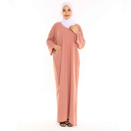 JUBAH POCKET FAMIZA BY JAKEL IN DUSTY PINK