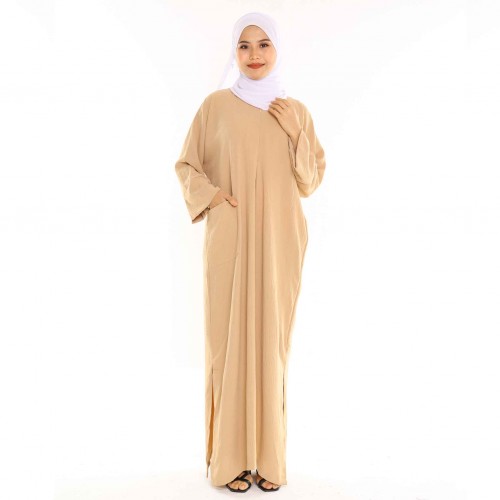 JUBAH POCKET FAMIZA BY JAKEL IN LIGHT BROWN