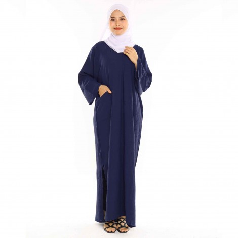 JUBAH POCKET FAMIZA BY JAKEL IN NAVY BLUE