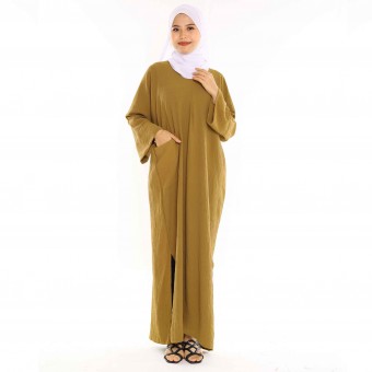 JUBAH POCKET FAMIZA BY JAKEL IN OLIVE GREEN