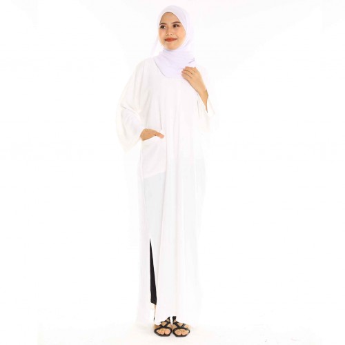 JUBAH POCKET FAMIZA BY JAKEL IN WHITE