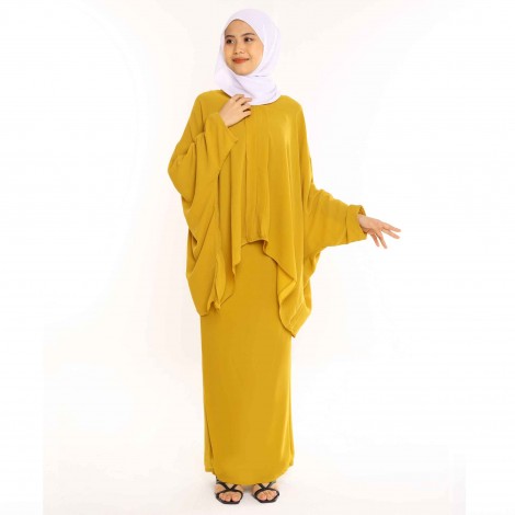 KEBAYA PLAIN ALIN IN MUSTARD