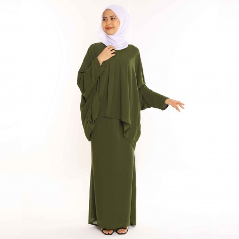 KEBAYA PLAIN ALIN IN OLIVE GREEN