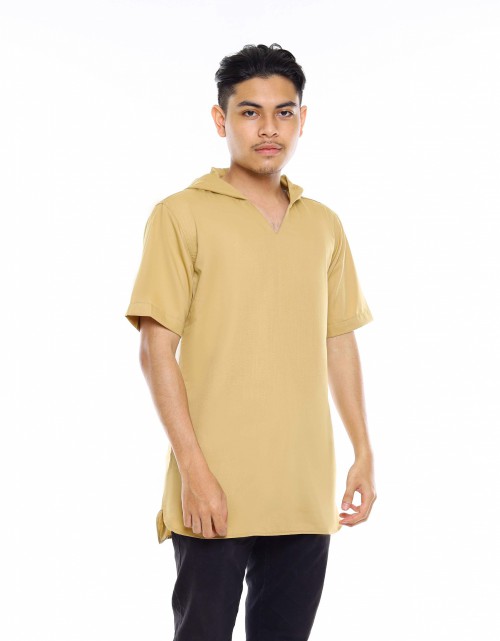 KURTA SALEEM STICHING HOODIE SHORT SLEEVE IN 92 PEANUT BROWN