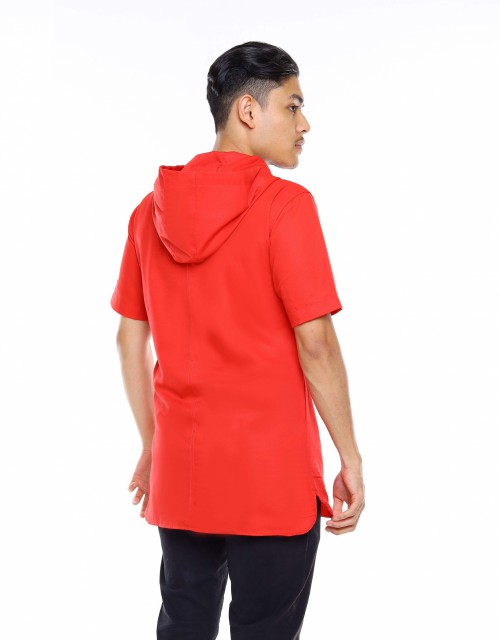 KURTA SALEEM STICHING HOODIE SHORT SLEEVE IN 97 RED