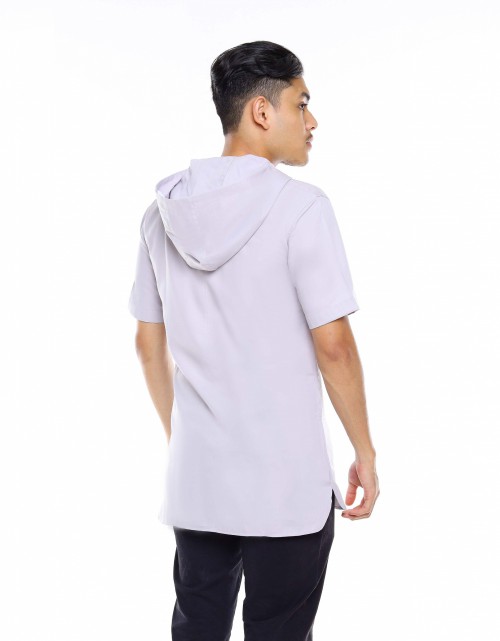 KURTA SALEEM STICHING HOODIE SHORT SLEEVE IN 37 LIGHT GREY