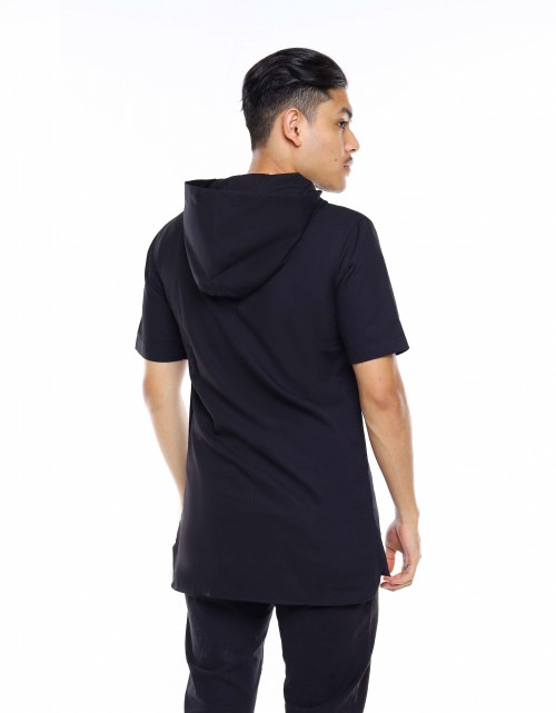 KURTA SALEEM STICHING HOODIE SHORT SLEEVE IN 17 BLACK