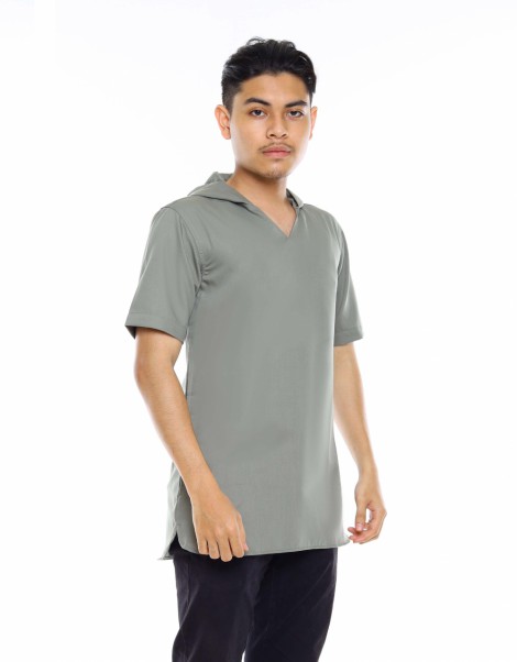 KURTA SALEEM STICHING HOODIE SHORT SLEEVE IN 14 FERN GREEN