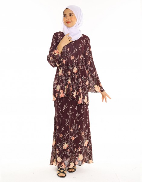 KURUNG MDN PLEATED NADIYA IN 02 DARK BROWN