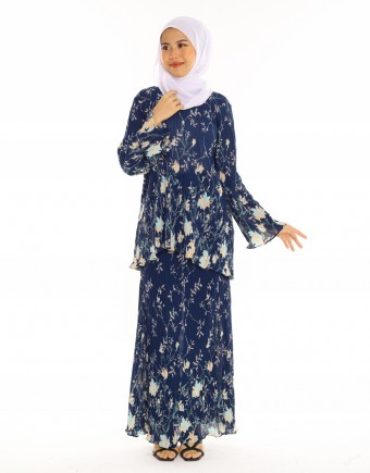 KURUNG MDN PLEATED NADIYA IN 06 NAVY BLUE